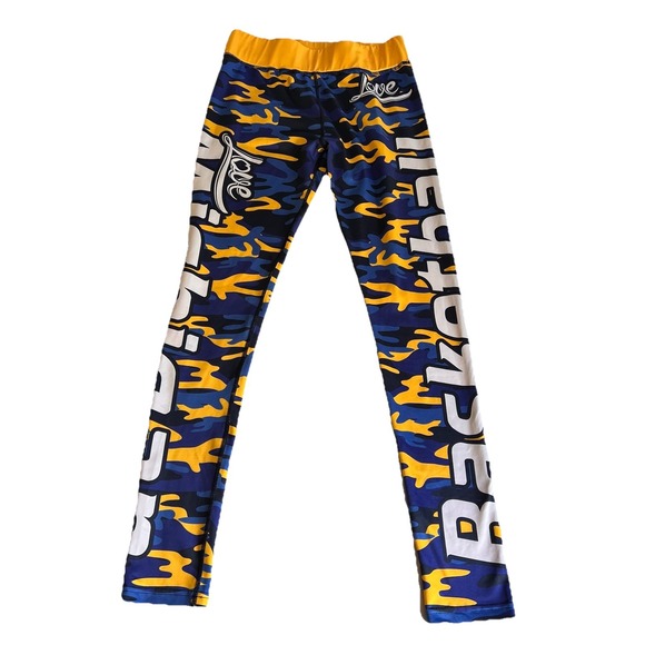 Camo Pants - 3/$25 SALE! Xlusion Michigan Basketball Leggings Women's Medium Blue Yellow Camo
